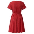 thumbnail image 3 of Qucoqpe - Vestidos de verano para mujer, vestido rojo fluido, sexy, con escote en V, estampado floral de lunares blancos, para invitadas de boda, vestido midi de talla grande, vestido de fiesta, 3 of 7