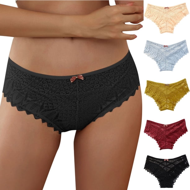 Gibobby Calzoncillos para mujer Bragas para mujer, encaje de ganchillo, bragas con cordones, ropa interior calada Sexy(Amarillo,XL)
