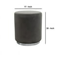 thumbnail image 6 of Benzara Velvet Upholstered Round Accent Ottoman with Metal Base, Pink and Gold-Color:Gray and Chrome, 6 of 6