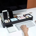 thumbnail image 3 of Soporte elevador para monitor, soporte elevador para computadora con cajón, soporte elevador ergonómico para monitor de escritorio con soporte para teléfono celular y gestión de cables, 3 of 3