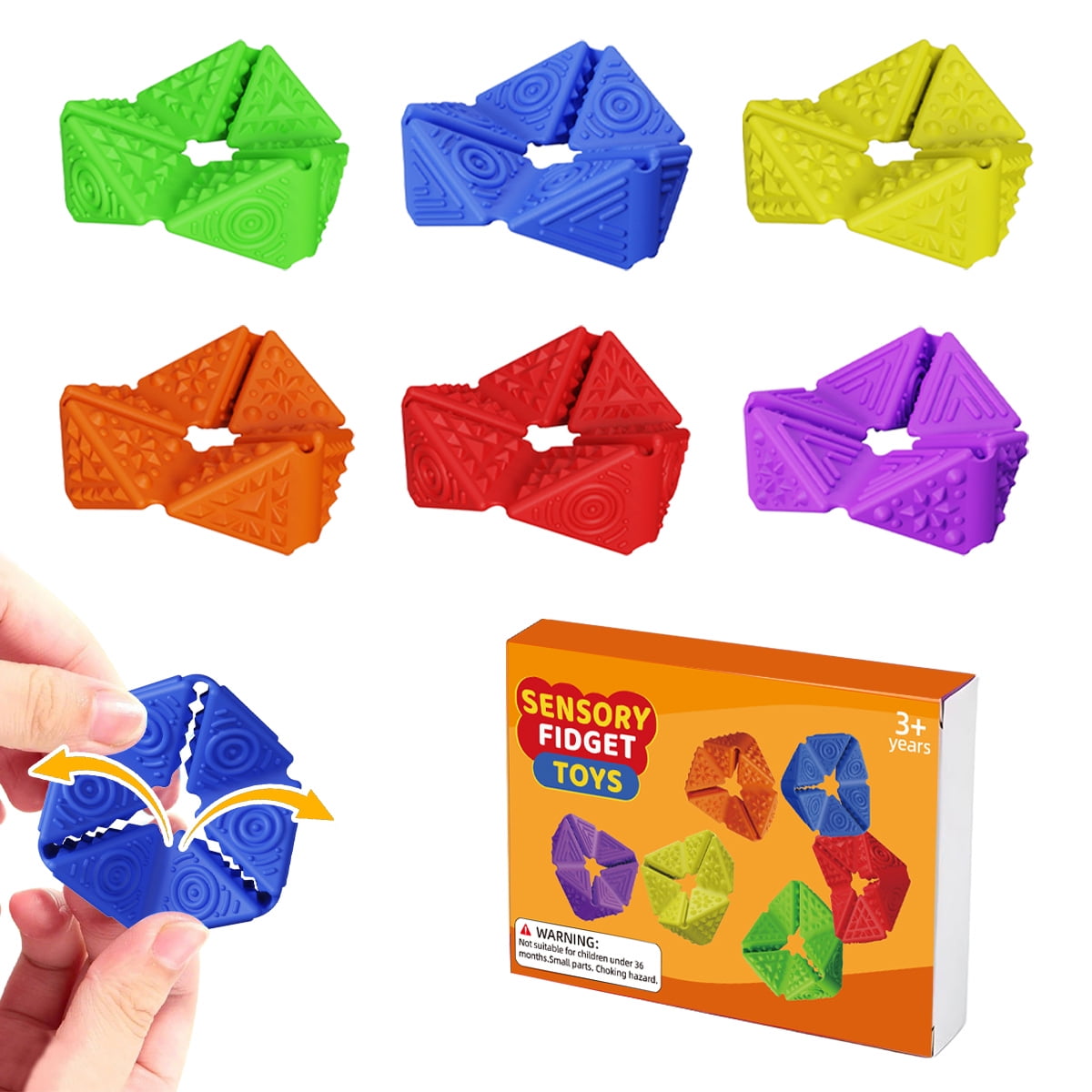 Sensory Fidget Toy Textured Silicone Flip Cube Quiet Stress Relief Fidget for Kids Teens Adults Helps Improve Focus Classroom Prize Office & Calm Down Corner Desk Toy