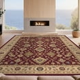 thumbnail image 2 of Design&I 5'x7' Washable Area Rug Ivory Rich Burgundy with Ornate Floral Motifs Traditional Design for Small Living Room, Bedroom, Sleek Flatweave Pet Friendly & Non-Slip, 2 of 7