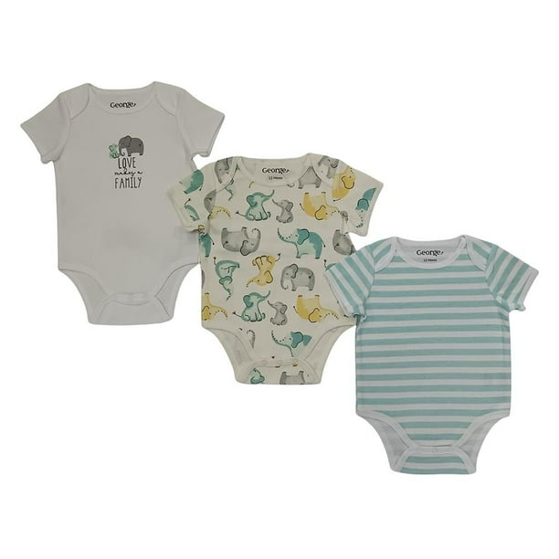 Set de 3 Pañaleros George Estampados para Bebo Manga Corta