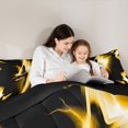 thumbnail image 5 of Homewish Lightning Pattern Queen Comforter Set,Cartoon Cool Print Bedding Sets,Yellow Black Bedding Comforter Set For Kids,Super Cozy Room Decor Reversible,3-Piece, 5 of 8