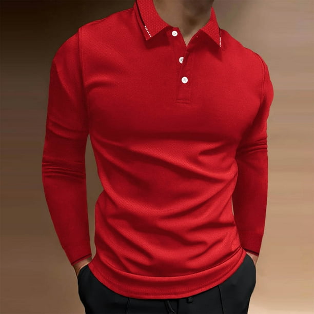 pstuiky camisas de hombre de manga larga, Camisa de golf de manga larga con botones deportivos, informal, con cuello alto y barra vertical para hombre salir tops s