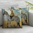 thumbnail image 3 of Qinduosi Throw Pillow Cover The Cat Riding a Horse is in The Desert Among Decorative Pillowcase Square Throw Pillow Case Home Couch Decor Cushion Cover White, 3 of 5