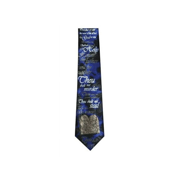 Tie-Ten Commandment-Polyester-Blue