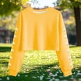 thumbnail image 4 of Miluxas Womens Spring Printed Crop Sweatshirt Floral Graphic Crewneck Long Sleeve Pullover Top Casual Going Out Streetwear Yellow, 4 of 5