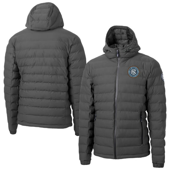 Men's Cutter & Buck Gray New York City FC Mission Ridge Repreve- Eco Insulated Full-Zip Hoodie Puffer Jacket