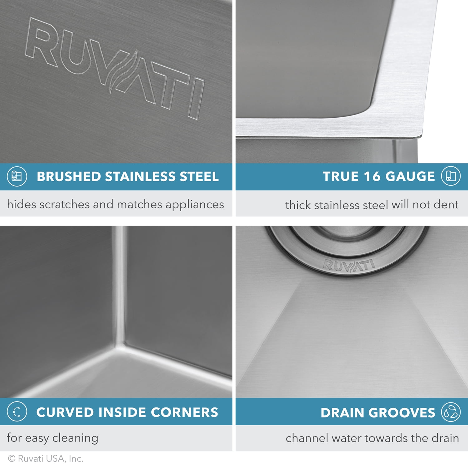 Ruvati RVH7300 Undermount 16 Gauge 30 in. Kitchen Sink Single Bowl