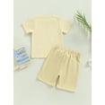 thumbnail image 4 of Bagilaanoe 2pcs Toddler Baby Boy Short Pants Set Short Sleeve Letter Print T Shirt Tops + Shorts 3M 6M 12M 18M 24M 3T Kids Casual Summer Outfits, 4 of 9