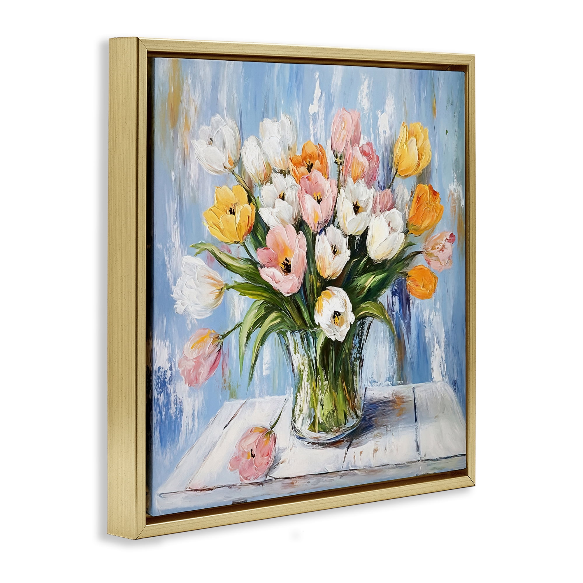 Stupell Industries Her Cottage Garden Tulips Gold Framed Floater Canvas Wall Art, design by Tina LeCour