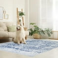 thumbnail image 4 of Machine Washable Area Rug Non Slip Backing & Ultra-Thin & Stain Resistant & Eco Friendly & Family and Pet Friendly - Himalayas Vintage&Modern Floral Traditional Abstract Navy & Creme Design, 4 of 5