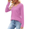 thumbnail image 5 of Yokua Womens Sweaters Casual Long Sleeve Scalloped Trim V Neck Lightweight Ribbed Knit Tunic Shirts Pullover Sweater Tops, 5 of 9