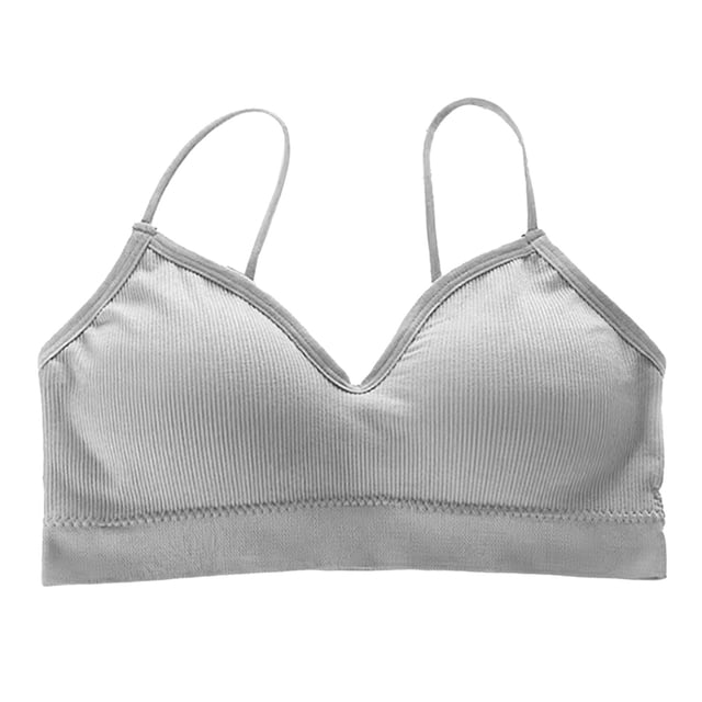 Sujetador Inalámbrico Color Puro Cómodo Delicado Transpirable Fuerte Soporte Sin Costuras Chaleco Deportivo Sujetador Gris