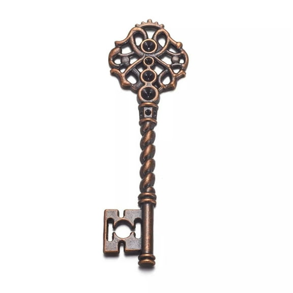 U8MO Large Skeleton Key Pendant Antiqued Copper Steampunk Key 68mm