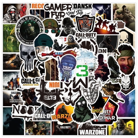 50 PCS For Call of Duty Theme Water Bottle Stickers for Teens,Waterproof Vinyl Holiday Party Stickers for Skateboard,Suitcases, Laptop Stickers for Girls Boys Gift