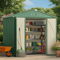 thumbnail image 5 of 8x6 ft Outdoor Storage Shed on Sale, Sheds & Outdoor Storage with Lockable Doors, Metal Garden Shed by Durable Galvanized Steel for Patio, Lawn - Green, 5 of 10