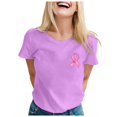 thumbnail image 2 of Cancer Shirts for Women Pink Ribbon Graphic Tees Short Sleeve Crewneck Cancer Awareness Shirt, 2 of 5
