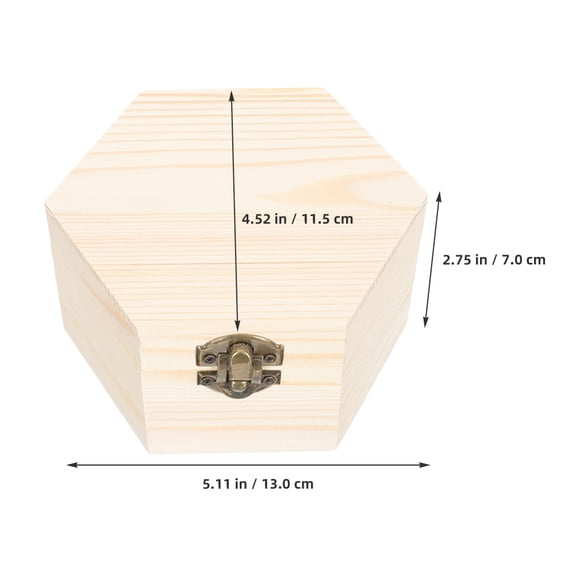 REACHISE Hexagon Wooden Jewelry Box Unfinished Plain Storage Chest Organizer Craft Treasure Case for Jewelry and Small Items