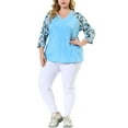 thumbnail image 3 of MODA NOVA Juniors' Plus Size V Neck 3/4 Sleeve Raglan Floral Top, 3 of 7