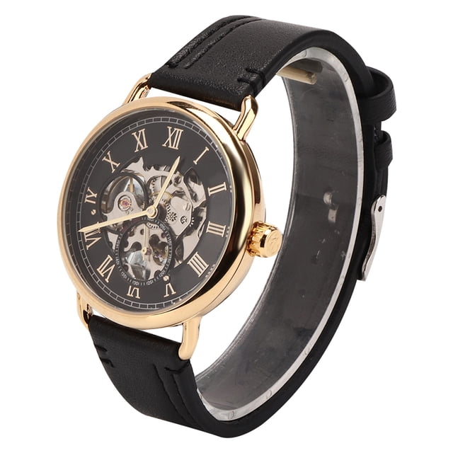 Wrist Watch Semi Automatic Men Watch Men Watch Mechanical Watch FORSINING Fashionable Wrist Watch Mechanical Semi Automatic Hollow Pattern Men's WatchBlack SurfaceGold Case ANGGREK Otros