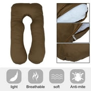 U Shape Total Body Pillow Pregnancy Maternity Comfort Support Cushion Sleep With Zippered Cover,Brown