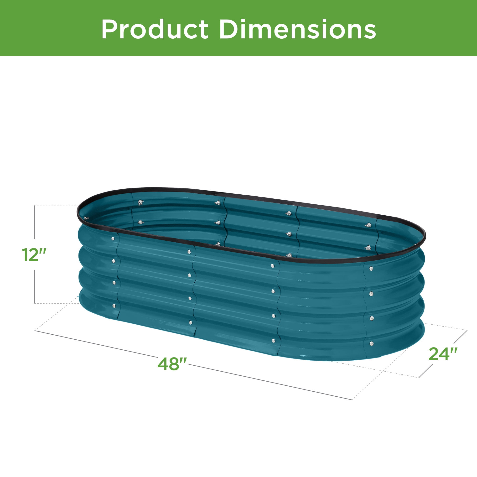 Best Choice Products 4x2x1ft Outdoor Raised Metal Oval Garden Bed, Planter Box for Vegetables, Flowers - Peacock Blue