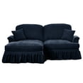thumbnail image 6 of JERFIT Mid Century Modular Loveseat with Ottoman, L-Shaped Chenille Sofa Couch, Flared Arms & Removable Ruffle Skirt, Blue, 6 of 10
