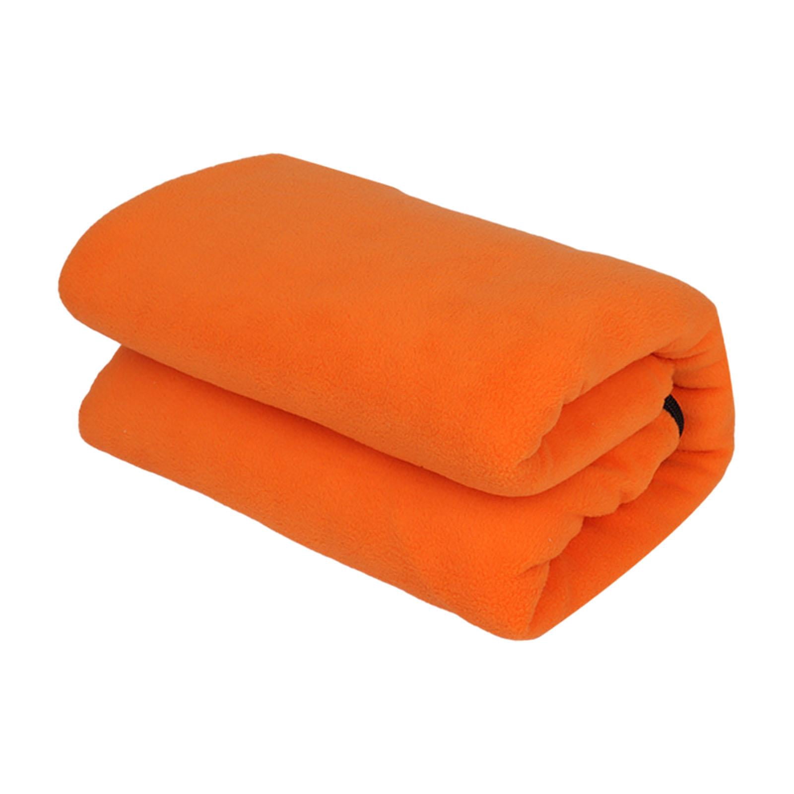 Wswqop Polar Fleece Sleeping Bag Liner Emergency Blanket for Adults Portable Camping Blanket for Traveling Backpacking Cold Weather , Orange