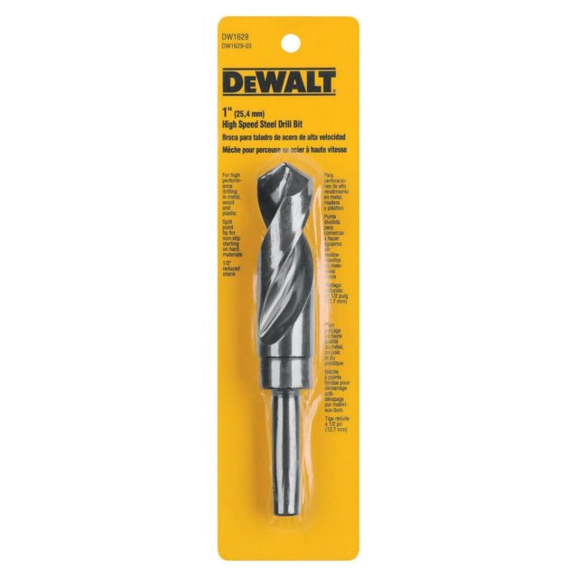 Broca helicoidal DEWALT DW1629 de 25 mm y 12,7 mm de vástago reducido