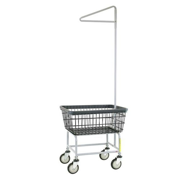 R&B Wire Products 100E91-D7 Dura-Seven Anti-Rust Coating Wire Laundry Cart with Single Pole Rack, 2.5 Bushel