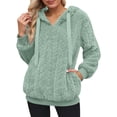 thumbnail image 2 of FASHOFT Womens Fuzzy Hoodies Winter Warm Pullover Sport Hoodie Cozy Oversized Hooded Sweatshirt with Pockets Athletic Hoodies Green XXL, 2 of 8