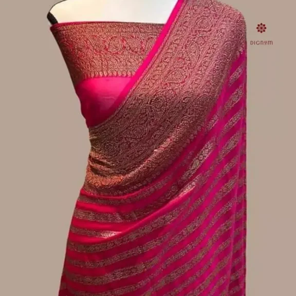 Hot Pink Khaddi Georgette Banarasi Saree