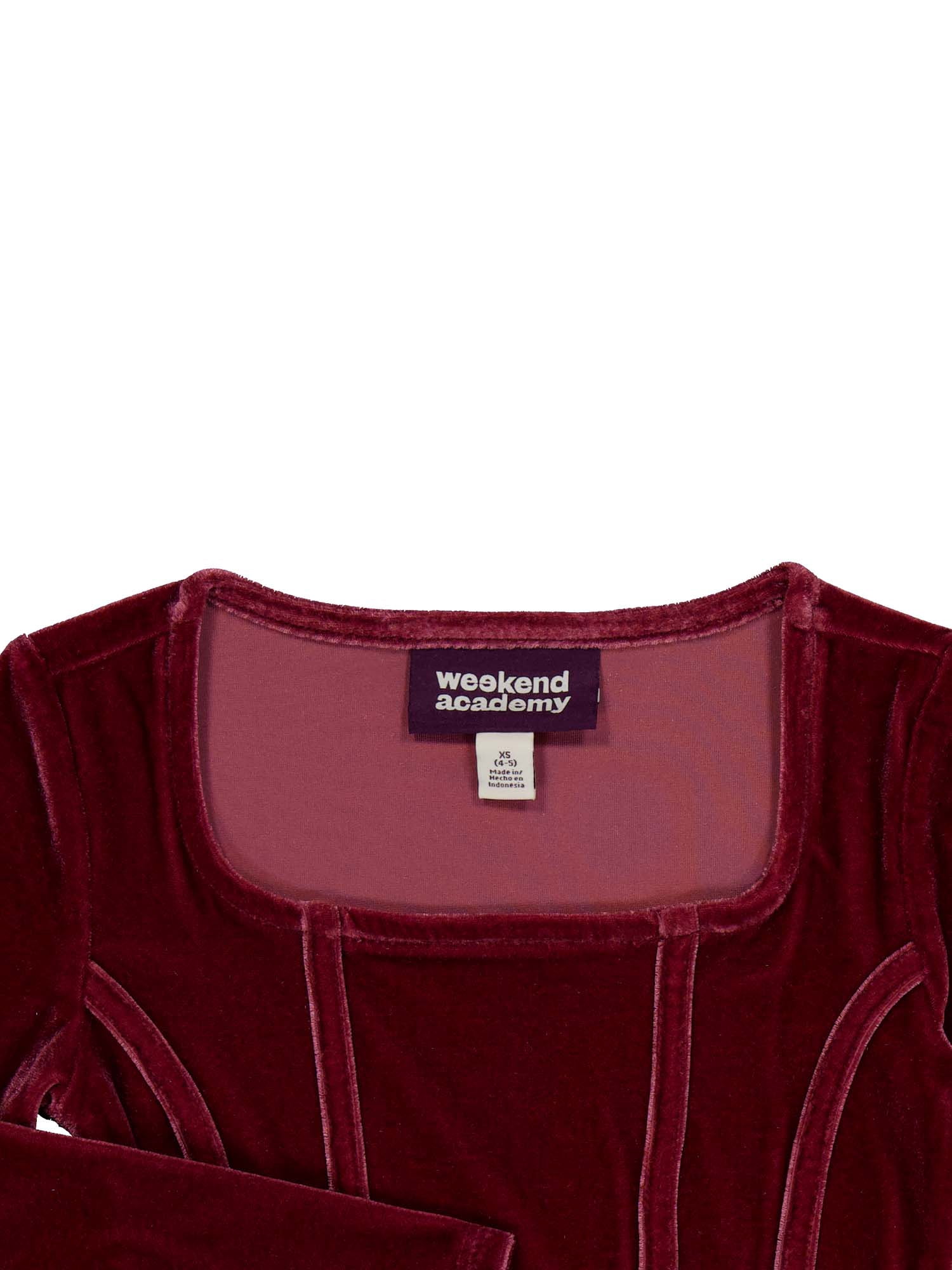Weekend Academy Girls Velvet Corset Top with Long Sleeves, Sizes 4-18