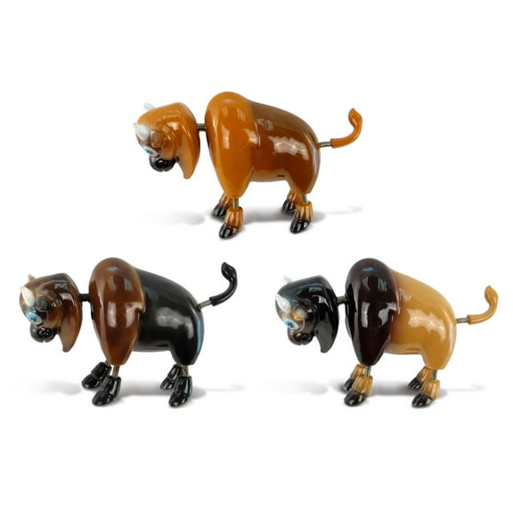 CoTa Global Buffalo Refrigerator Bobble Magnets Set of 3 - Assorted Color Fun Cute Wild Life Animal Bison Bobble Head Magnets For Kitchen Fridge, Home Decor, Cool Office Decorative Novelty - 3 Pack