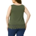 thumbnail image 3 of Agnes Orinda Plus Size Tank Tops for Women Round Neck Swing Lace Flowy Tops Blouse 3X Army Green, 3 of 6