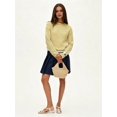 thumbnail image 6 of Women's Boat Neck Striped Open Knit Relaxed Fit Pullover Sweater Yellow L, 6 of 8