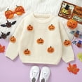 thumbnail image 5 of Coerni Baby Pumpkin Outfit Boy Girl Cute Long Sleeve Knit Oversized Sweater Toddler Halloween Clothes Kids Pullover Sweatshirt, 5 of 7