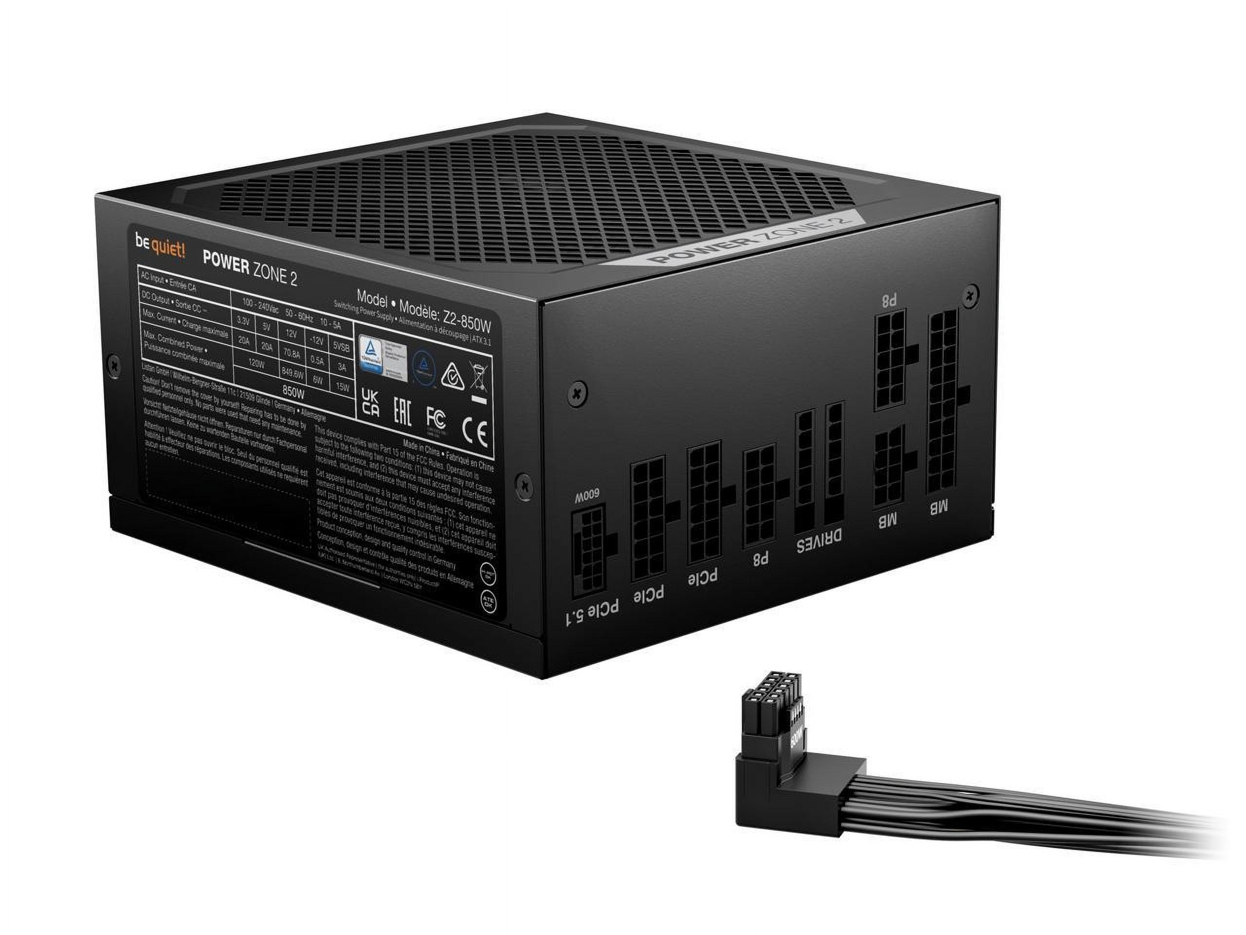 be quiet Power Zone 2 850 W ATX12V 3.1 80 PLUS® Platinum and Cybenetics Platinum  efficiency (up to 94%) Modular Power Supplies