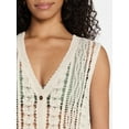 thumbnail image 3 of Time and Tru Women's Crochet Button Down Coverup, Size L/XL, Ivory, 3 of 4