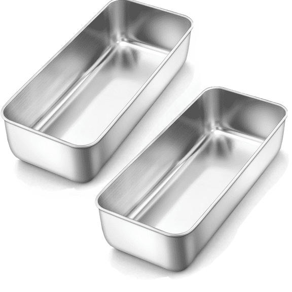 2 Packs Large Baking Loaf Pans Set, 13x5.9 inch Stainless Steel Bread Pans, Metal Bakeware Set for Meatloaf, Sourdough Bread, Brownies