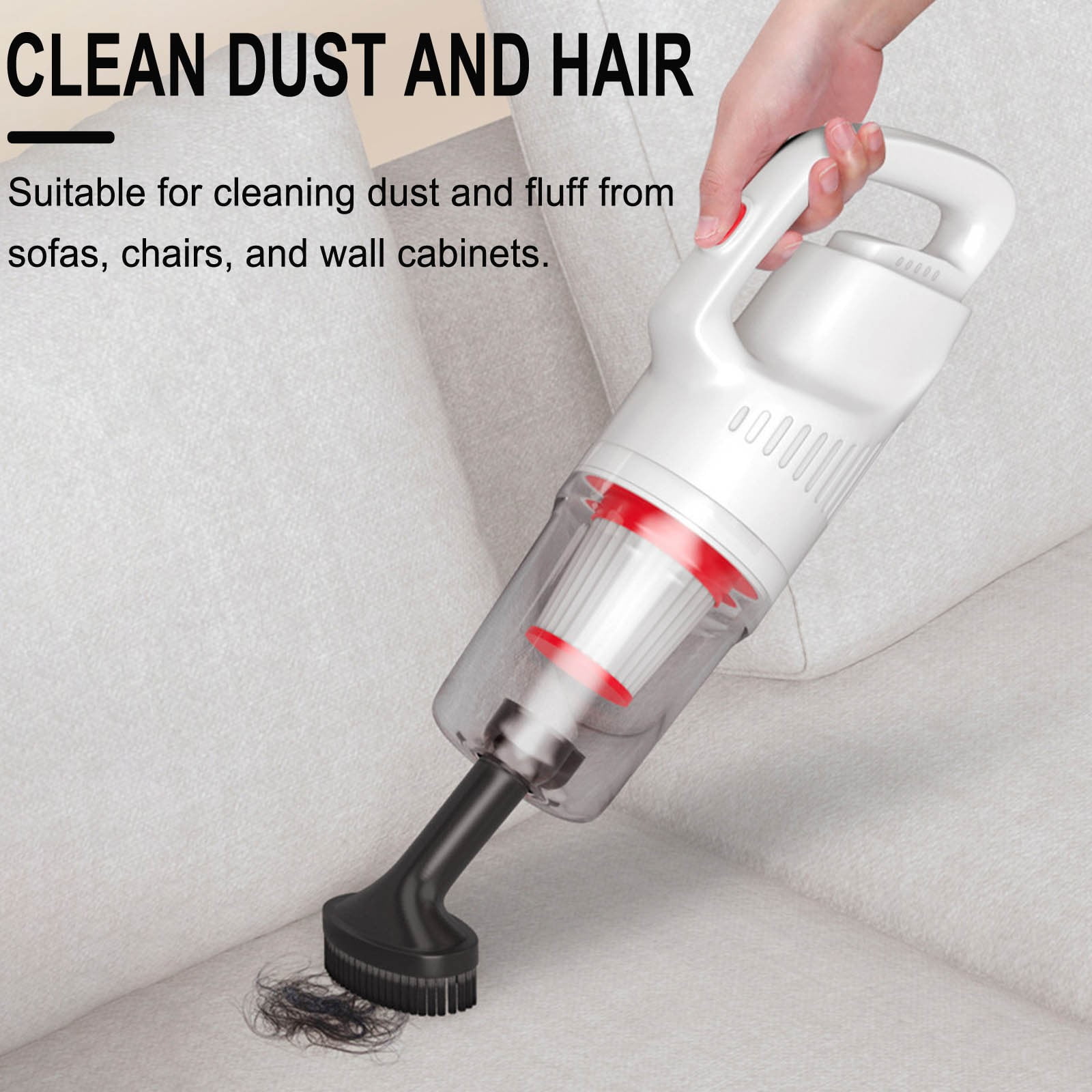 Portable 2-in-1 Stick Vacuum Cleaner - 12000Pa Strong Suction, Wireless Handheld for Home & Car, Lightweight, Reusable Filter, Extendable Rod for Easy Cleaning