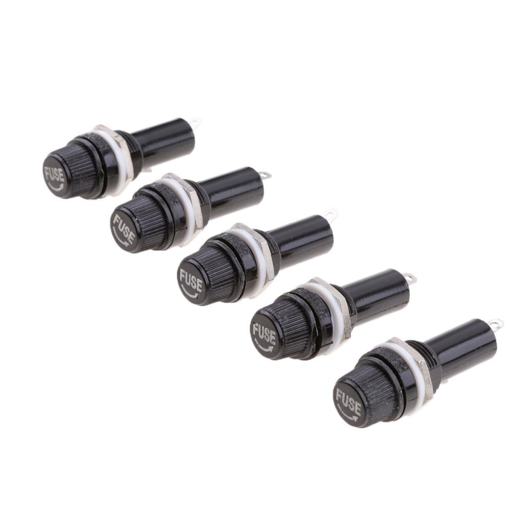 Panel Mount Chassis Fuse Holder Base 6x30mm Glass Fuse Screw-Off Type 5 Pieces 