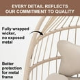thumbnail image 5 of RADIATA Outdoor Foldable Hanging Egg Chair with Stand, PE Wicker Swing Chair with Cushion and Headrest, 350 lbs Capacity, Beige, 5 of 10