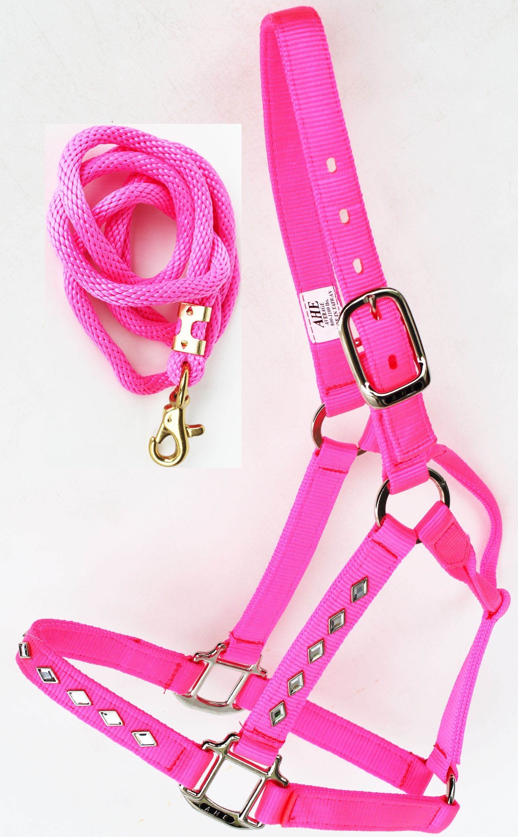 Horse Nylon Halter Lead Rope Tack Pink Made in USA 107HL02PK