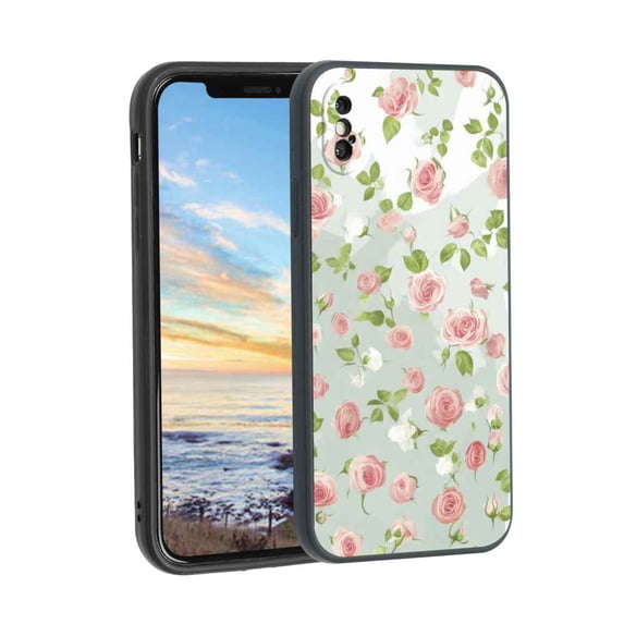Compatible with iPhone XS Phone Case, Roses-10 Case Men Women, Flexible Silicone Shockproof Case for iPhone XS
