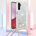 thumbnail image 2 of Long Crossbody Lanyard Clear Case for Samsung Galaxy A24 4G with Adjustable Neck Strap, Glitter Sparkly Bling Quicksand Phone Cover Cases for Samsung Galaxy A24 4G QKG Silver, 2 of 7