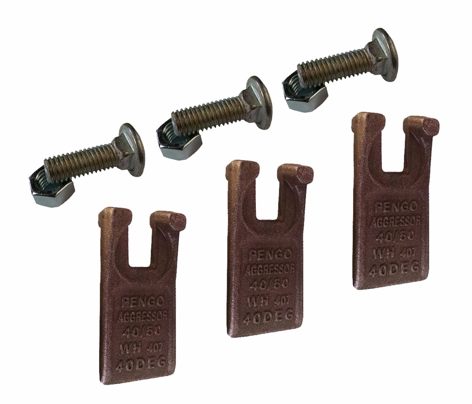 3 Pengo 40/50 Degree Auger Teeth w Hardware, 134501, fits Pengo
