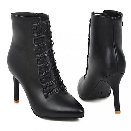 

Tdoqot Womens Waterproof Boots- Christmas Gifts Fashion Chunky Heel Mid-Heel Women s Mid Calf Boots Black 42